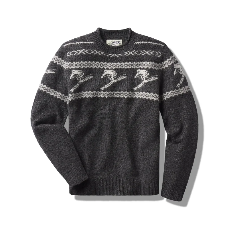 Retro Ski Roll neck - Charcoal White