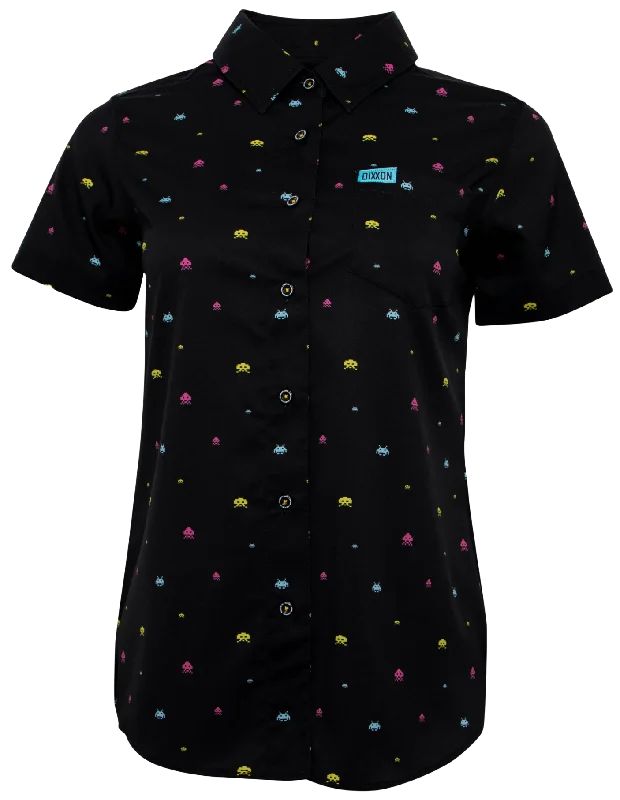 Best Bargains Space Invader Women's Short Sleeve Party Shirt
