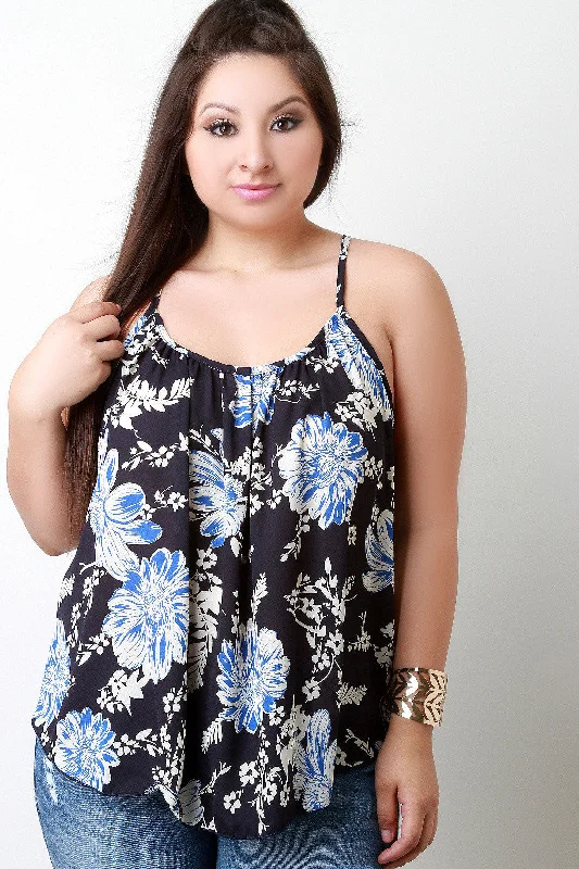 Limited Supply Floral Printed Chiffon Scoop Neck Top