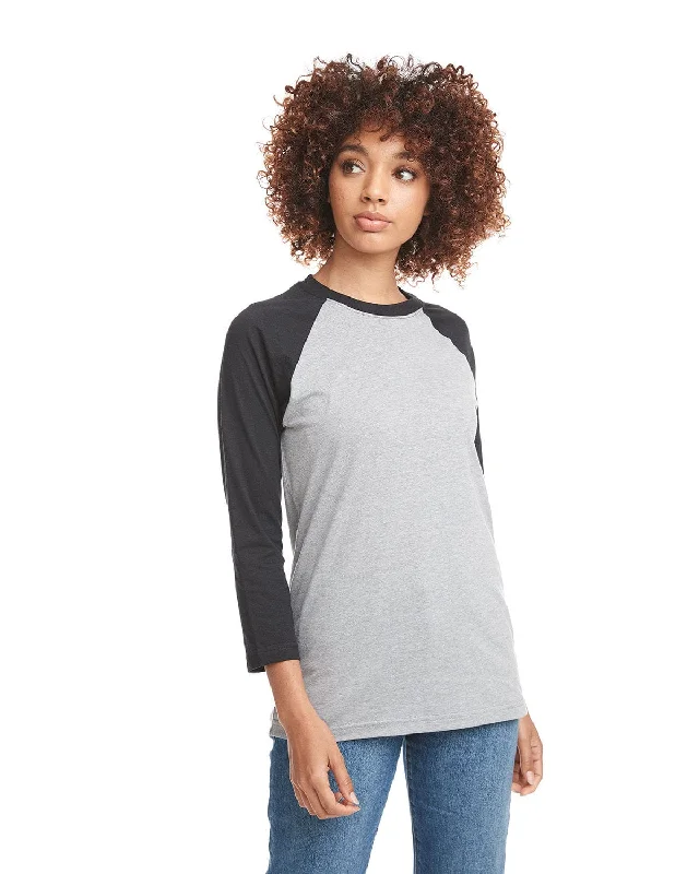 Next Level Unisex CVC 3/4 Sleeve Raglan Baseball T-Shirt | Blk/ Dk Hthr Gry