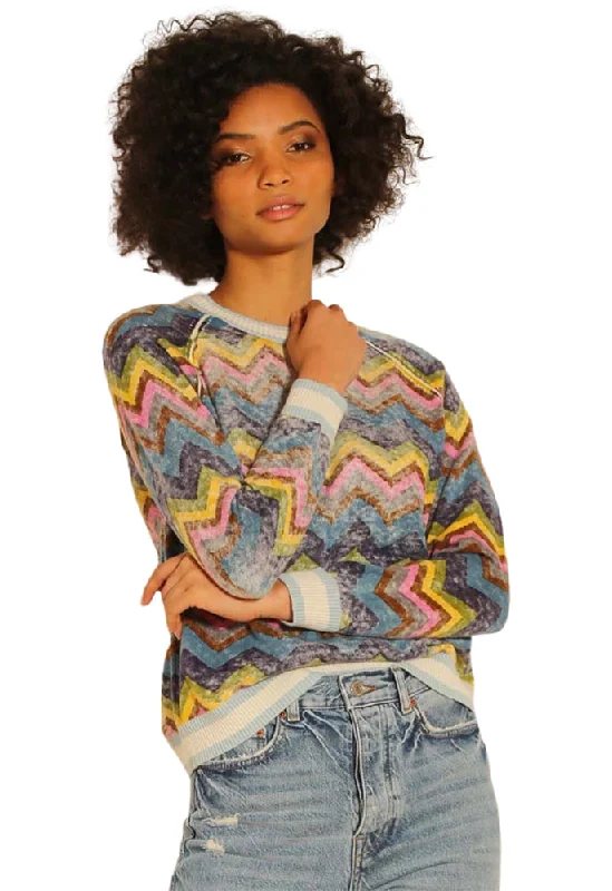 Weekend Savings Delight Minnie Rose Cotton/Cashmere Reverse Printed V Neck Sweater