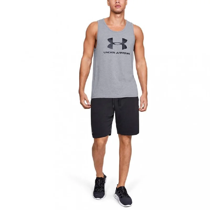 Under Armour Mens Sportstyle Logo Tank Vest Steel Light Heather/Steel Light Heather/Black