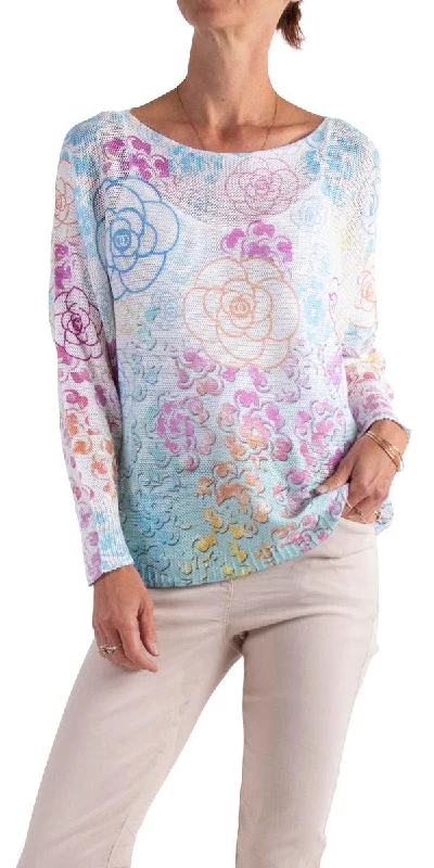 Weekend Discounts You Deserve Emy Batwing Sweater With Cascading Floral Print