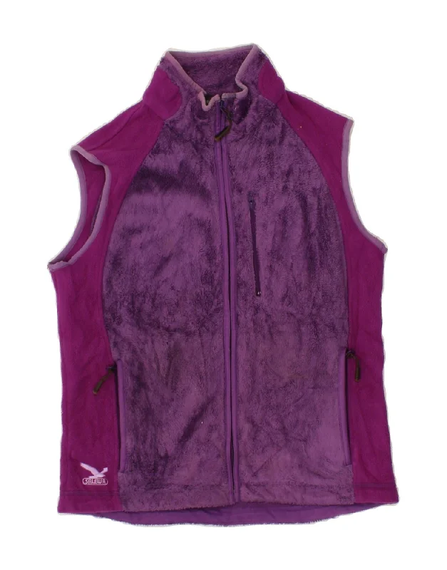 Weekend Bargains to Celebrate SALEWA Womens Fleece Gilet UK 10 Small Purple Colourblock Polyester