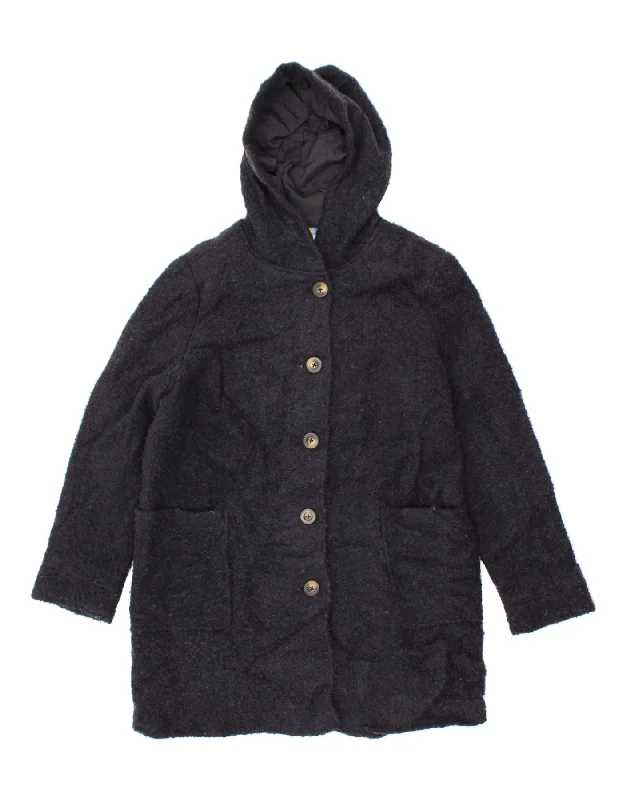 Blowout Deals BODEN Womens Hooded Overcoat UK 14 Medium Navy Blue Acrylic