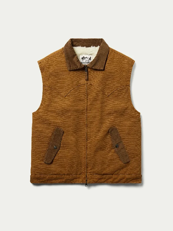 Zip Canvas Vest With Sherpa Lining