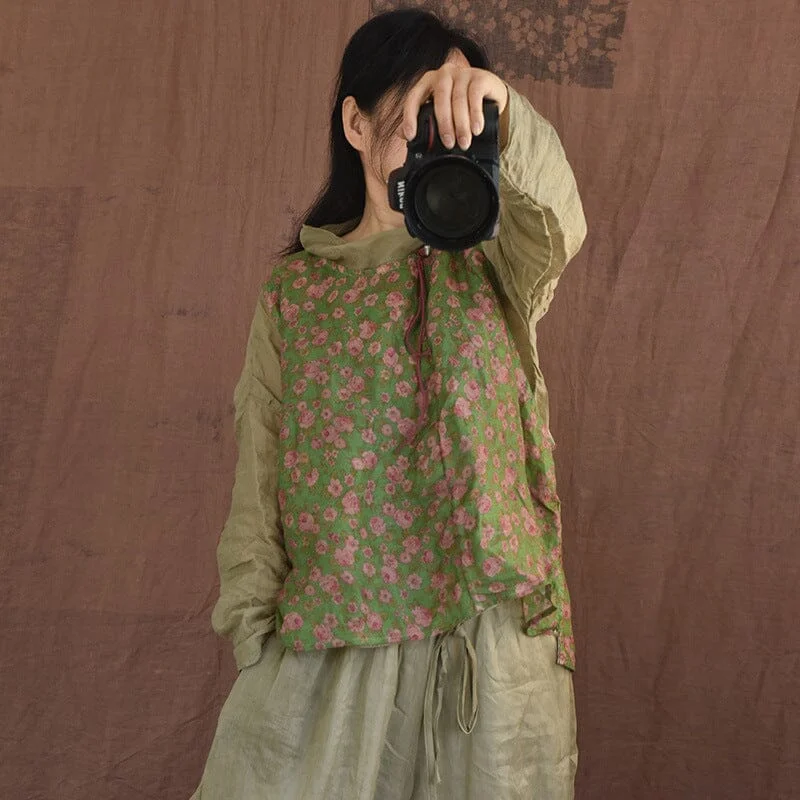 Sneak Peek Sale Women Retro Floral Printed Ramie Vest