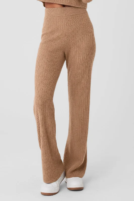 Major Savings Cashmere High-Waist Plush Waffle Pant - Toasted Almond