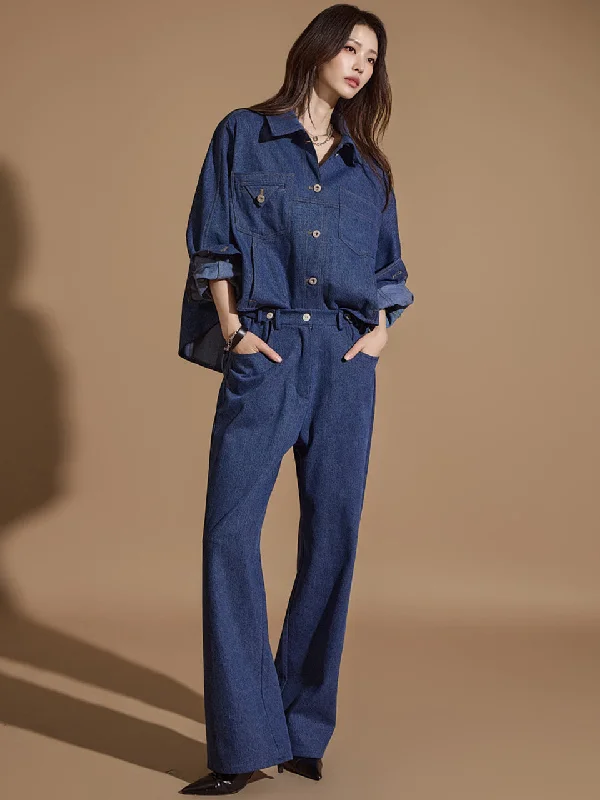 Special Offer TP1928 Denim Shirt and Jeans Set