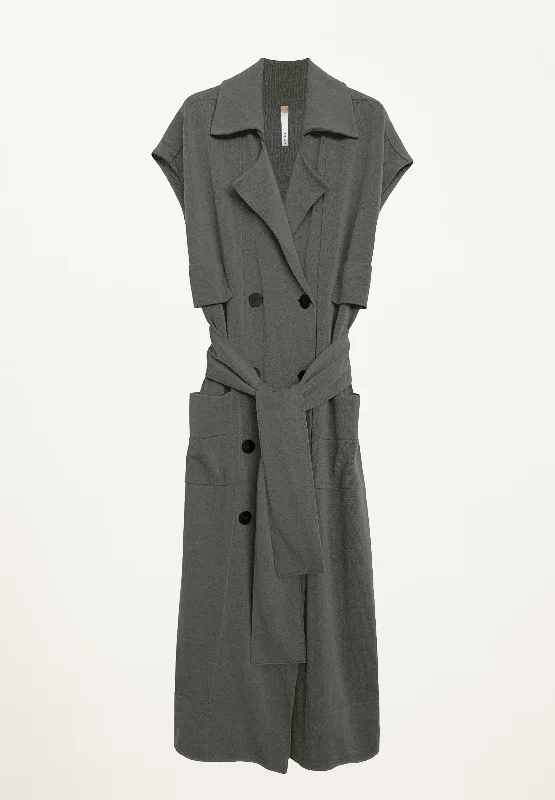 Closeout Sleeveless Trench in Pewter