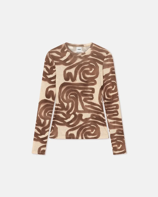 New Arrival Lymee - Mesh-Jersey Top - Caramel Ribbon