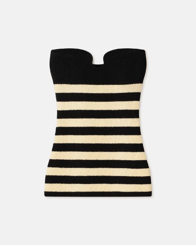 Lowest Prices Zessa - Striped Terry-Knit Bandeau Top - Creme/Off Black