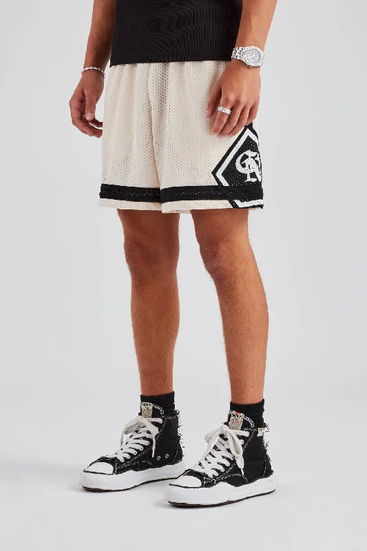 Logo Panelled Mesh Short - Off White