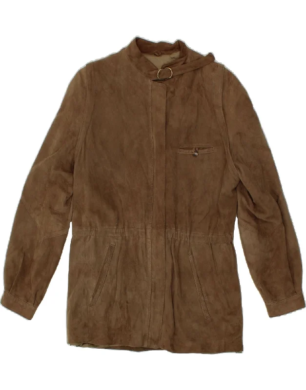Shop Now VINTAGE Womens Suede Jacket IT 46 Large Brown Leather