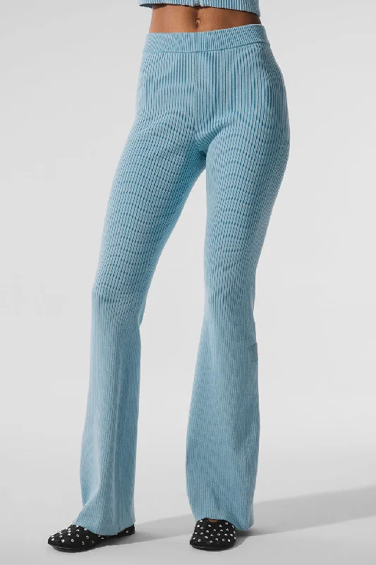 Extra Discount Denim Knit High-Waist Flare Pant - Celestial Blue/Dark Celestial Blue