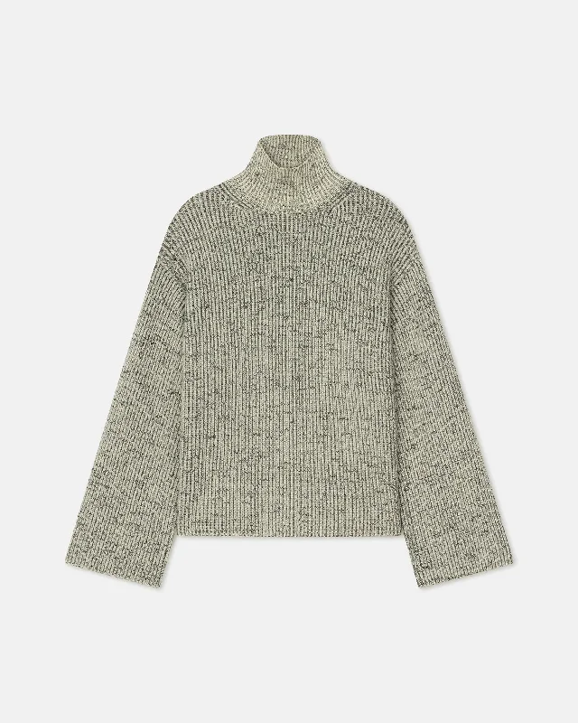 Exclusive Deal Nienke - Cashmere-Blend Mouline Turtleneck Sweater - Black/ Moon