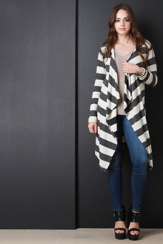 Value Pack Fuzzy Knit Long Asymmetrical Hem Cardigan
