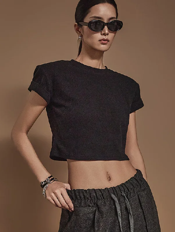 Don't Wait E3609 Fleece-lined Crop Top