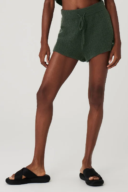 Daily Deals Cashmere High-Waist Plush Waffle Short - Dark Cactus