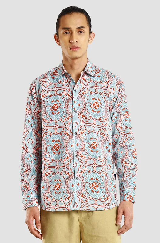 Maharaja Long Sleeve Modern Fit Window in Blue Elixir