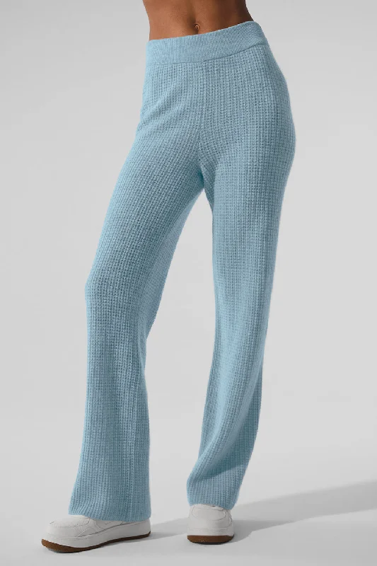 Weekend Flash Sale Cashmere High-Waist Plush Waffle Pant - Celestial Blue Heather