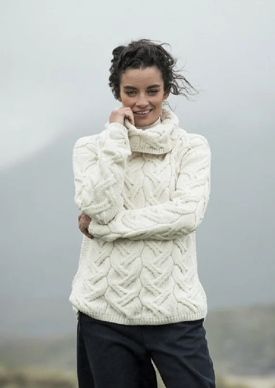 Weekend Deals That Excite Aran Cowl Neck Chunky Sweater | Natural