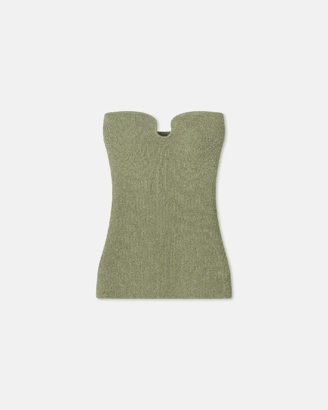Price Drop Zessa - Terry-Knit Bandeau Top - Faded Sage