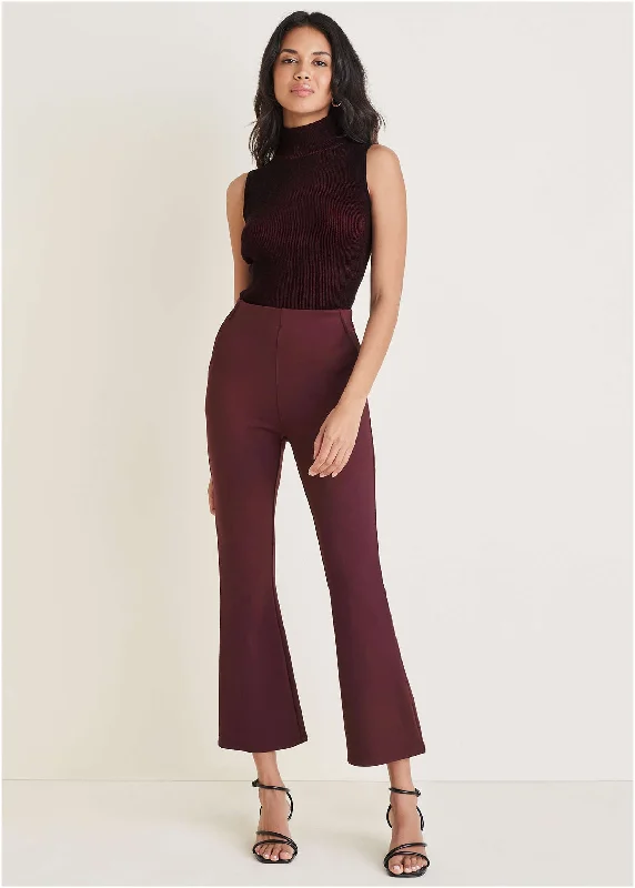Weekend Offers That Please Smoothing Ponte Kick Flare Pants - Wine