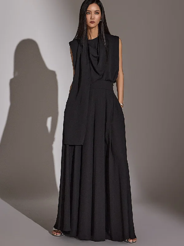Price Rollback TP9048 Drape Sleeveless Wide Two-piece Set