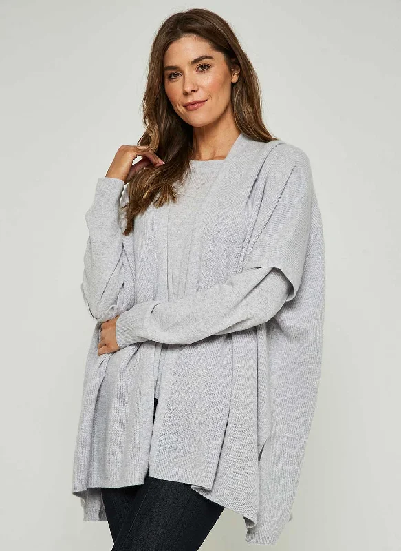 Bonus Savings Kimono Rib Cashmere Cardigan - Glass Grey