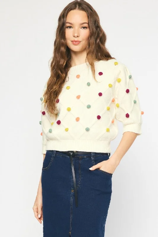 Bargain Bin Pom pom cropped sweater