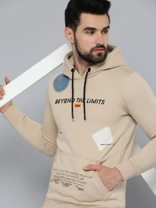 Men Beige Solid Sweatshirt