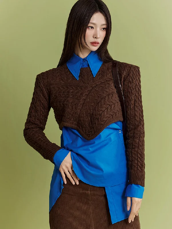 Daily Deals E3262 Asymmetrical Crop Knit