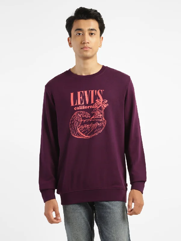 Men's Brand Logo Purple Crew Neck Sweatshirt