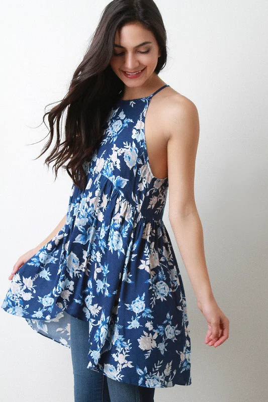 Buy More, Save More Floral Empire Waist High-Low Top