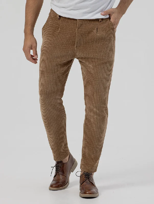 VELVET CASUAL PANTS IN CAMEL