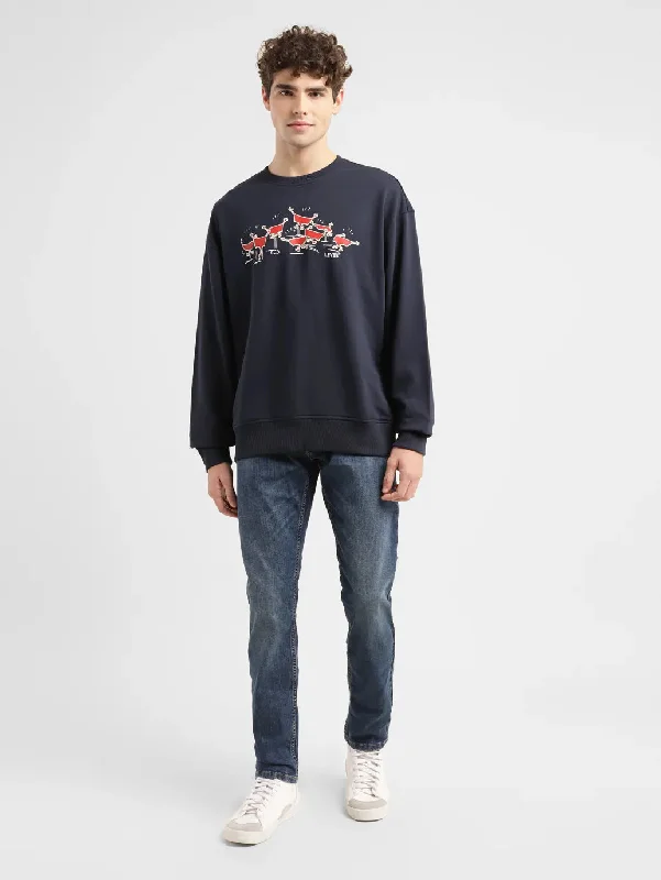 Men's Graphic Navy Crew Neck Sweatshirt