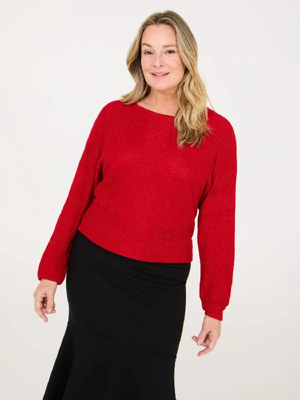 Don't Miss Out Metallic Dolman Sleeve Sweater