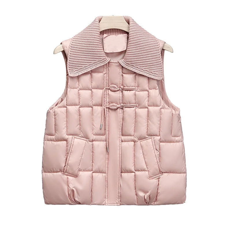 Weekend Bargains Just for You Stand Collar National Style Buckle Knitted Lapel Sleeveless Cotton-padded Jacket Vest Weekend Bargains Just for You Stand Collar National Style Buckle Knitted Lapel Sleeveless Cotton-padded Jacket Vest