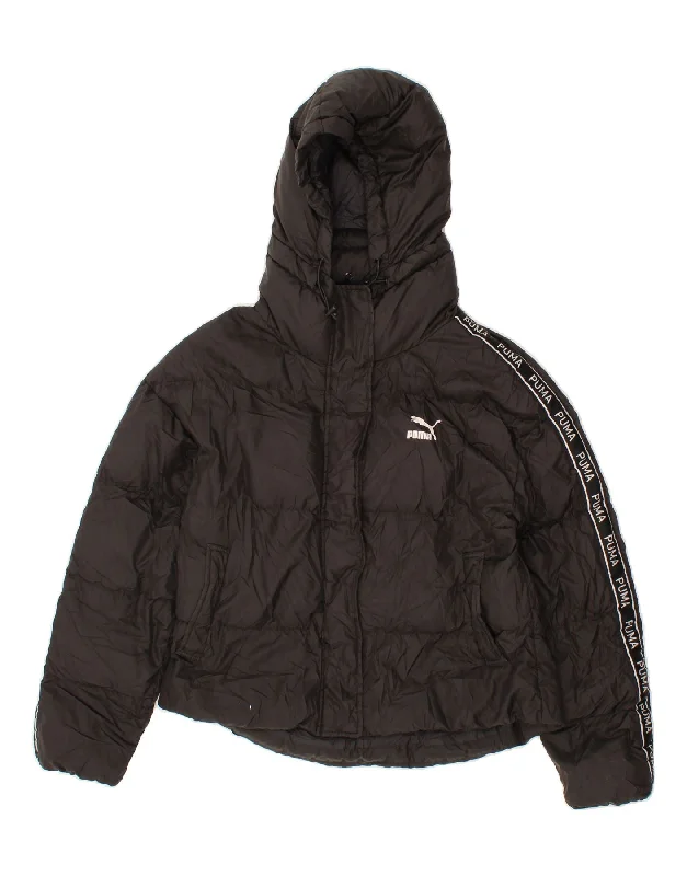 Weekend Savings Spectacular PUMA Womens Graphic Hooded Padded Jacket UK 10 Small Black Polyester