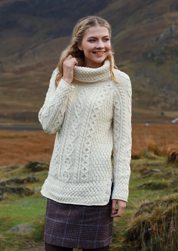 Weekend Deals to Brighten Your Day Belcare Ladies Aran Roll Neck Sweater | Natural