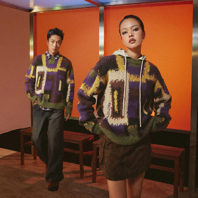 Weekend Bargains to Celebrate Multi Color Loose Fit Knit Sweater