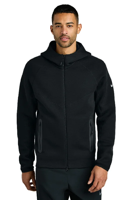 Nike Mens Tech Fleece Full Zip Hooded Sweatshirt Hoodie w/ Pockets - Black - New