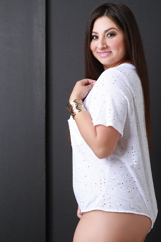 Warehouse Sale Distressed Pocket Tee Bodysuit