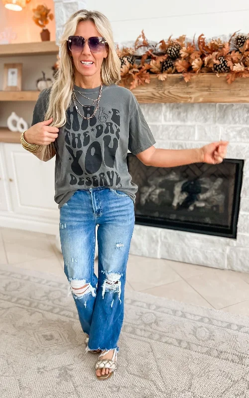 Epic Value Have the Day You Deserve Graphic T-Shirt - Groovy Print - Final Sale