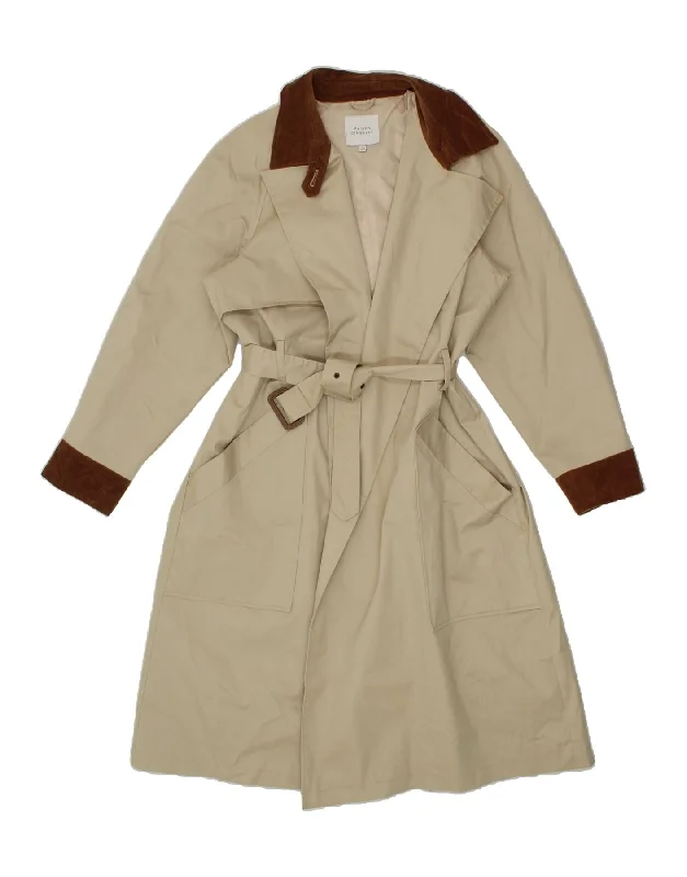 YEAR-End Clearance VINTAGE Womens Trench Coat UK 14 Large Beige Colourblock
