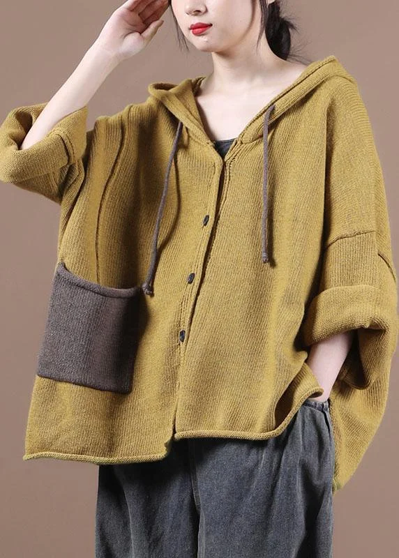 Friends and Family Sale Loose Yellow Button Sweater Coat