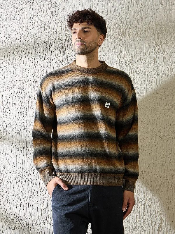 Brown Striped Oversized Sweater