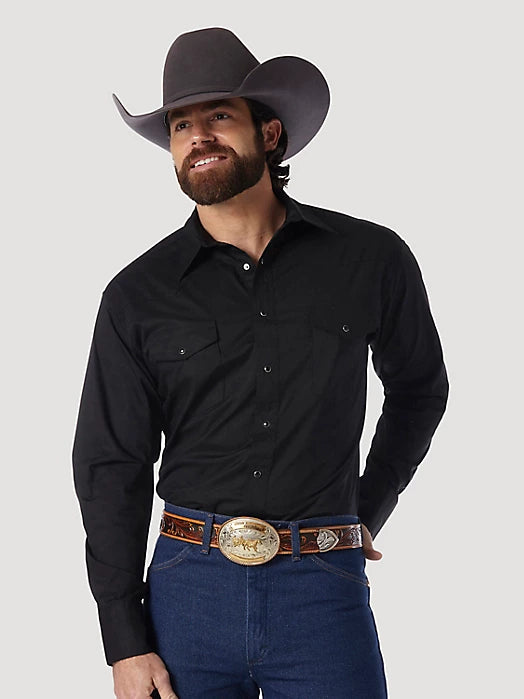 WRANGLER BLACK TWILL LONG SLEEVE SHIRT