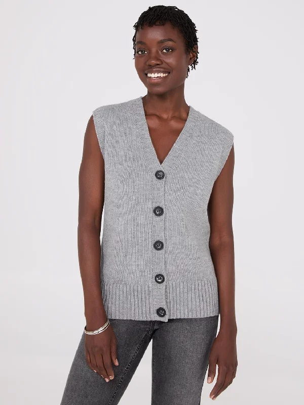 Huge Discounts Sleeveless Button-Front Sweater Vest